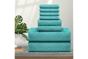 FERDILAN 8 Pack Large Bath Towels Set,2 Oversized Bath Towels(35"x70"), 2 Hand Towels,4 Washcloths Ultra Soft and Absorbent Towels for Bathroom, Quick Dry Towel for Gym Hotel Camp Green Blue