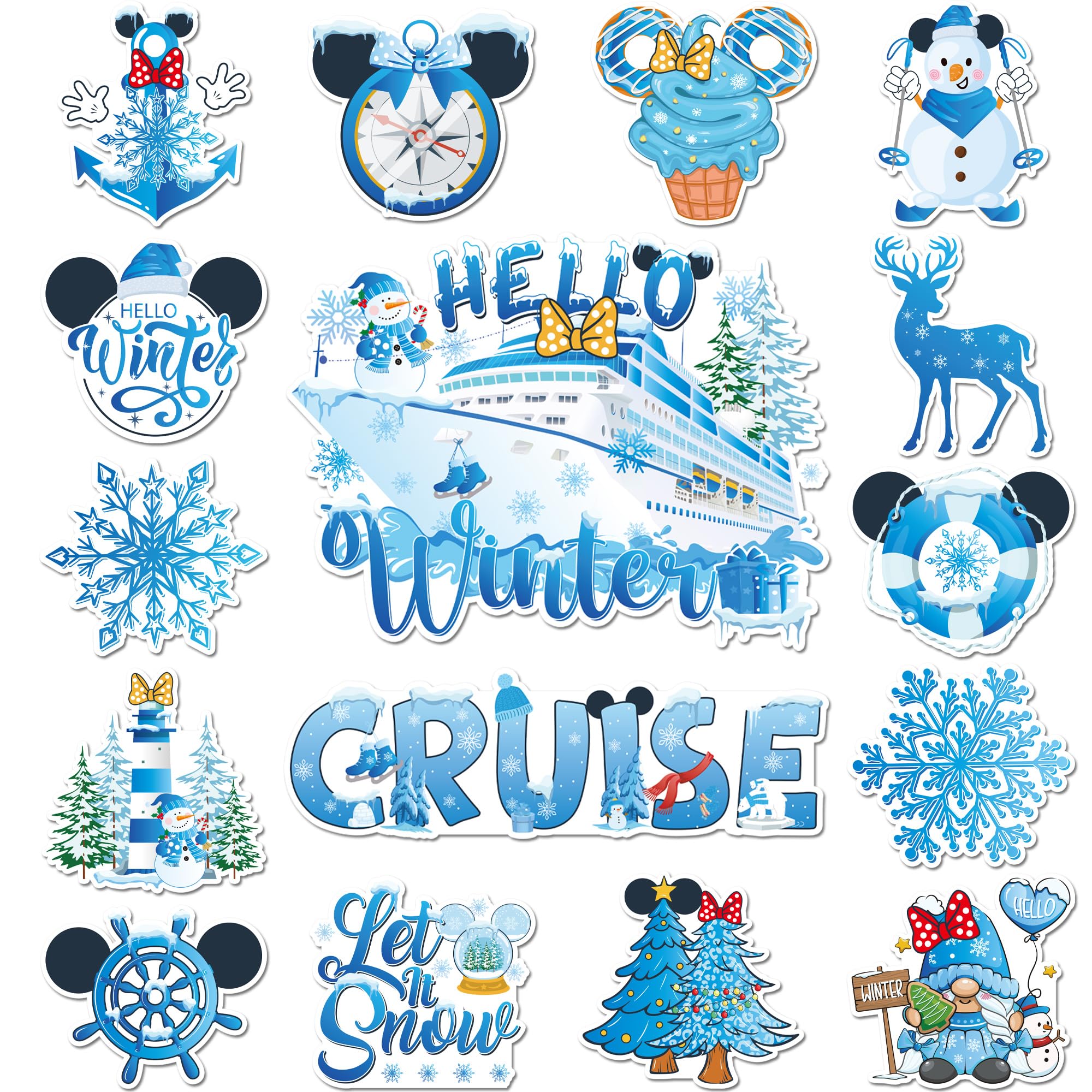 Photo 1 of 16 Pcs Cruise Door Decorations Magnetic, Christmas Winter Nautical Mouse Design Cruise Ship Door Magnets, Fun Winter Holiday Magnetic Ship Cabin Signs Fridge Magnets Decor