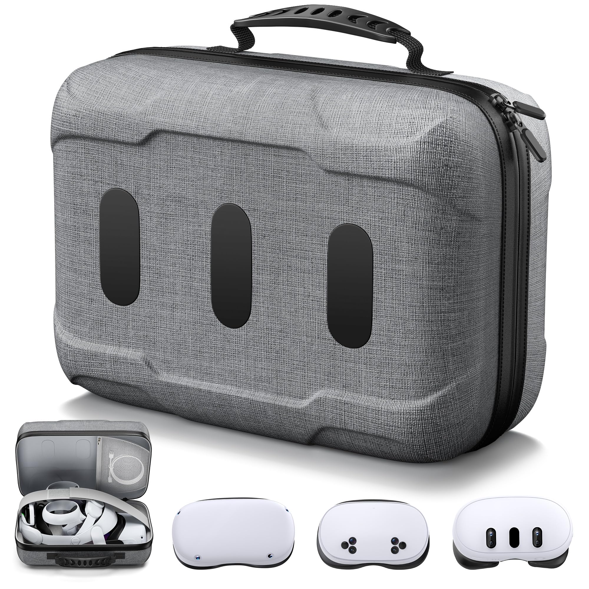 Kawaye Large Hard Carrying Case Compatible with Meta Qeust 3S/Quest3/Quest 2, All in One Portable Travel Case for VR Headset, Head Strap, Controller and Other VR Accessories
