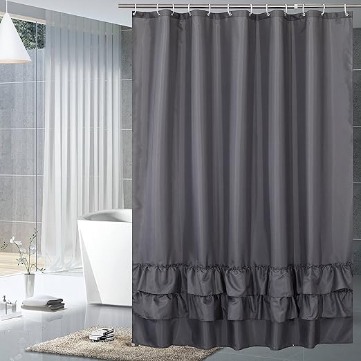 Amazon Com Yuunity Ruffle Shower Curtain Polyester Fabric