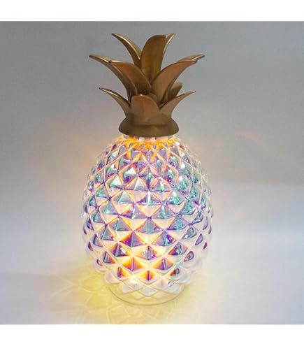 Mercury Glass Pineapple Lamp with Timer, Pineapple Fairy Lights
