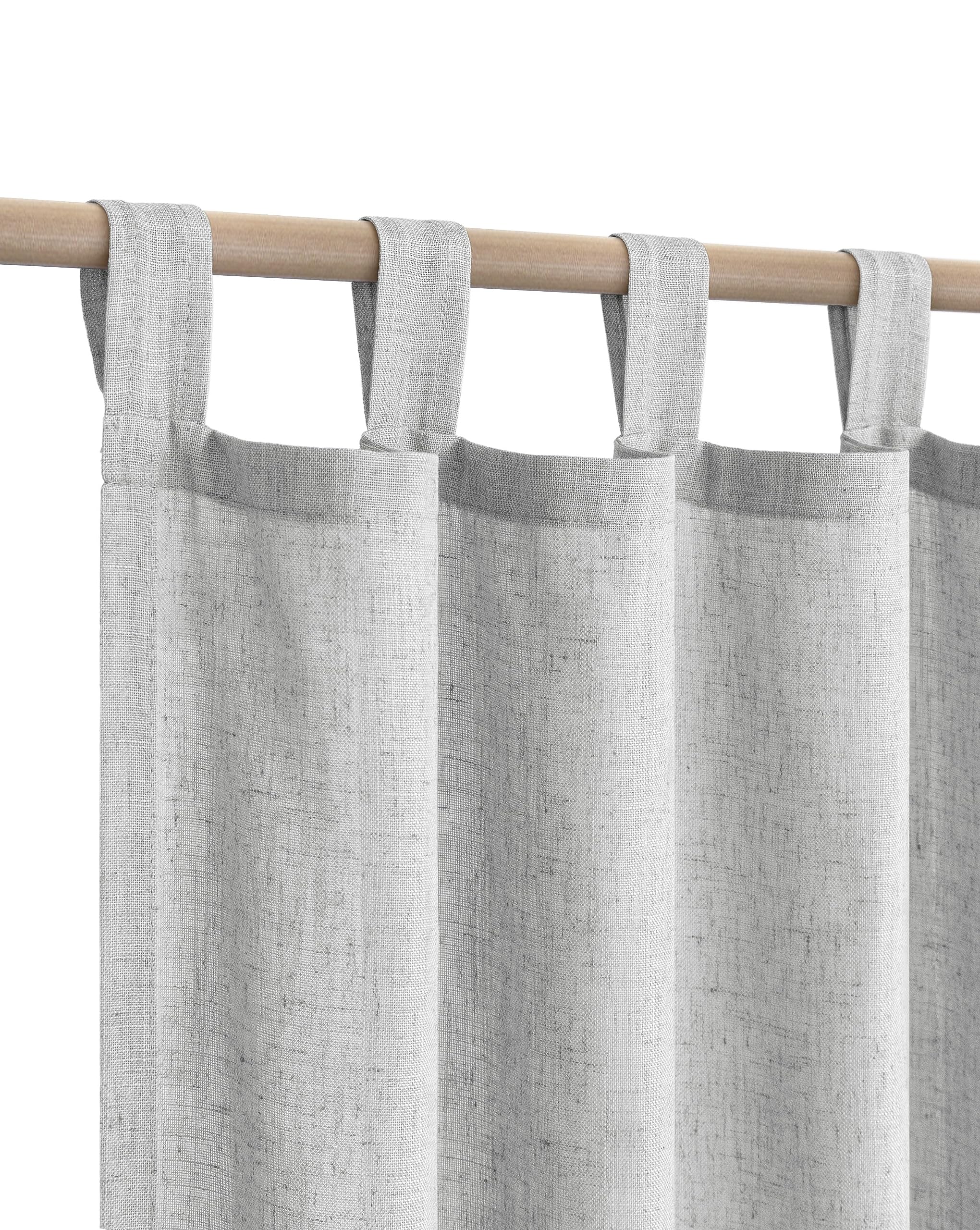 Photo 1 of Light Grey Curtains 84 Inch Length for Living Room 2 Panels Tab Top Cloth Cotton Farmhouse Linen Drapes Airy Light Filtering Thick Semi Sheer White Gray Curtains for Bedroom Dining 84 Long Dove Silver