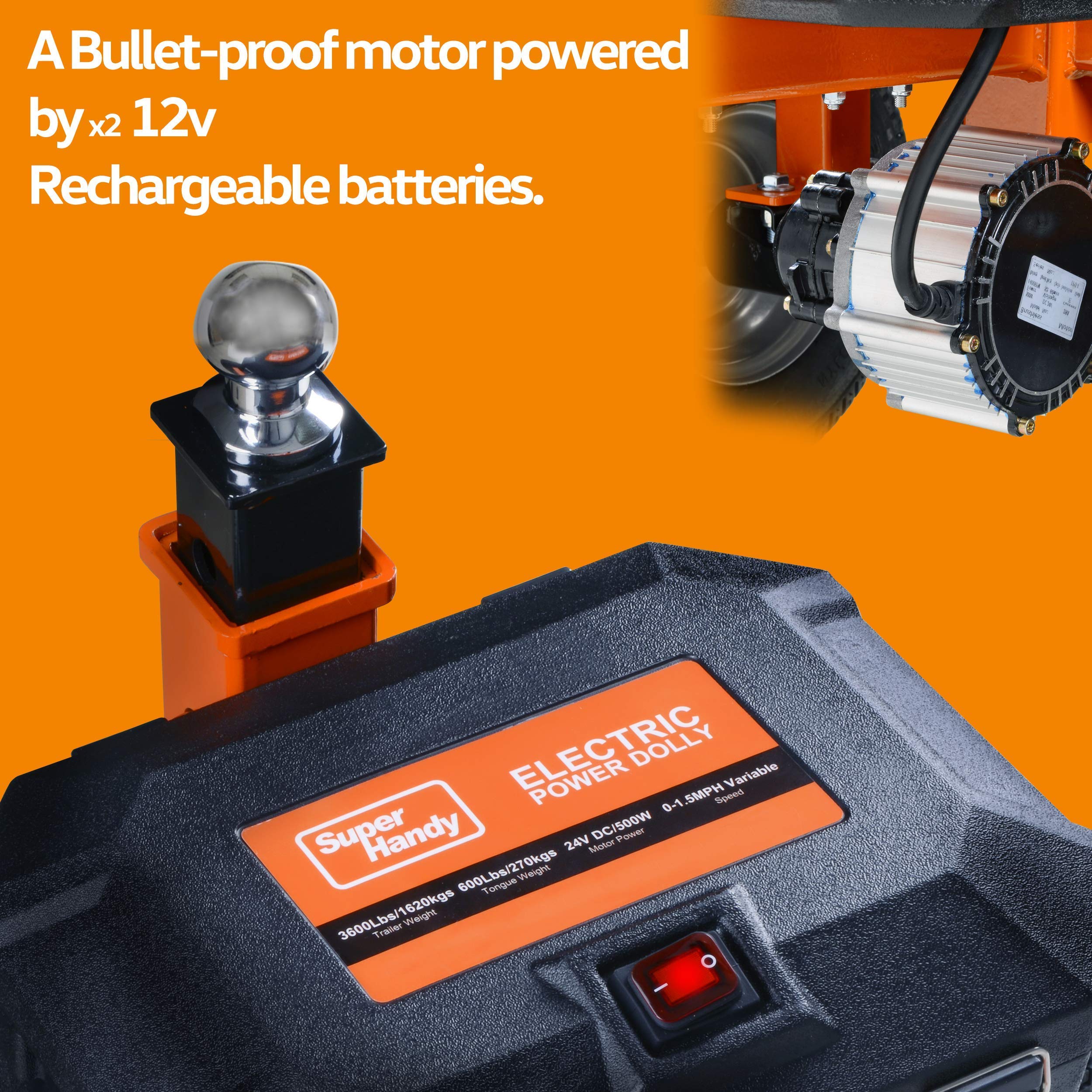 SuperHandy Trailer Dolly Electric Power 2800LBS, 450LBS Max Tongue