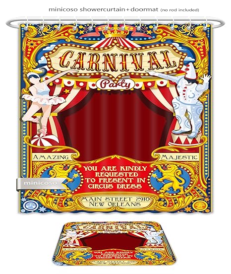 Minicoso Bath Two Piece Suit Shower Curtains And Bath Rugs Circus