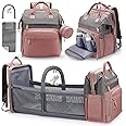 DERSTUEWE Large Capacity Diaper Bag for Moms & Dads – Multifunctional Baby Backpack with Changing Station, Insulated Pockets, USB Charging Port, Waterproof & Stylish,Pink
