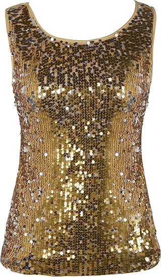gold sequin tank top
