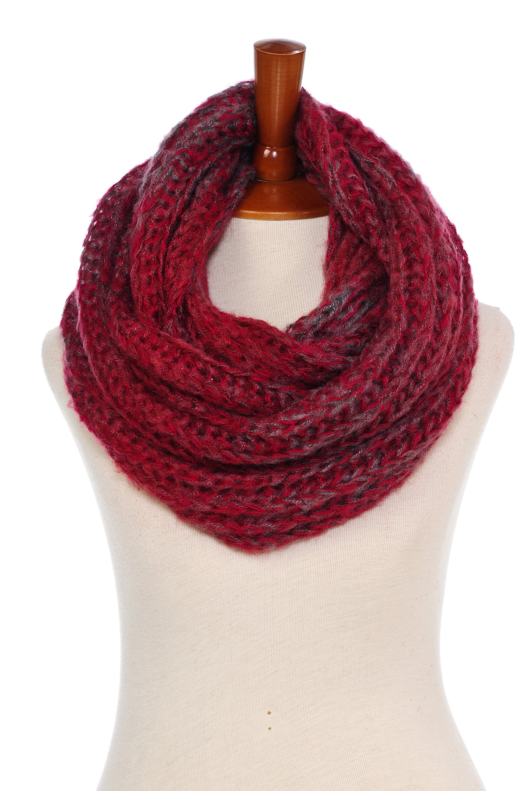 Basico Women Warm Circle Ring Infinity Scarf Neck Warmer Various Colors (1714 Red Grey) Basico Women Warm Circle Ring Infinity Scarf Neck Warmer Various Colors (1714 Red Grey)
