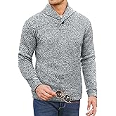 COOFANDY Men Dress Sweater Shawl Collar Sweatshirt Fashion Light Fleece Sweatshirt Dark Blue