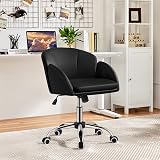 Yaheetech Faux Leather Desk Chair Velvet Flower Armrest Swivel Black view 2