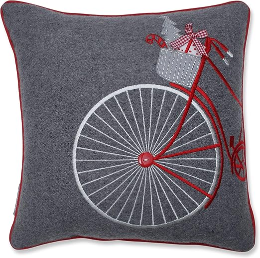 Amazon Com Pillow Perfect Holiday Bicycle Appliqued Embroidered
