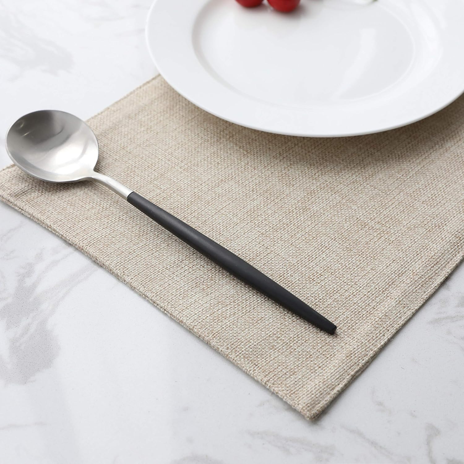 Home Brilliant Set of 4 Placemats Heat Resistant Dining Table Place Mats Kitchen Table Mats, Light Linen: Home & Kitchen