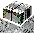 Interbuild Acacia Hardwood Interlocking Patio Deck Tiles, 12" × 12" (Pack of 10), Easy to Install Floor Tile for Both Indoor & Outdoor Use - Dusk Grey