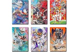 Sarqi Sports Star Poster Josh Allen Tom Brady Justin Jefferson Fields Tyreek Hill Patrick Mahomes (No Frame, 8x12inch-6pcs)