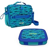 Bentgo Prints Insulated Lunch Bag Set With Kids Bento-Style Lunch Box (Shark)