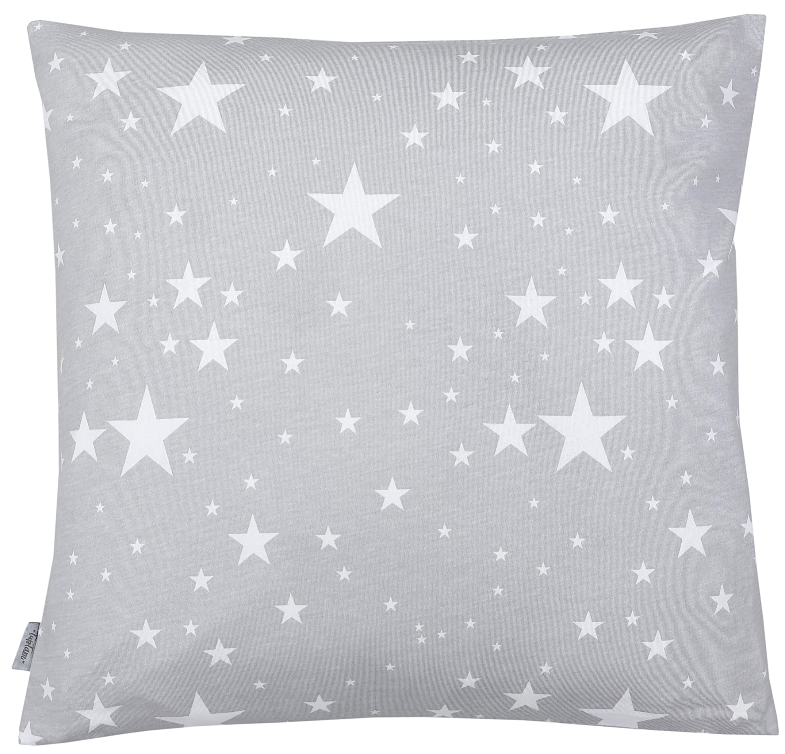 TupTam Children's Pillow Case with Decorative Patterns Pillows for Baby and Kids Room, Stars Gray, 50 x 50 cm