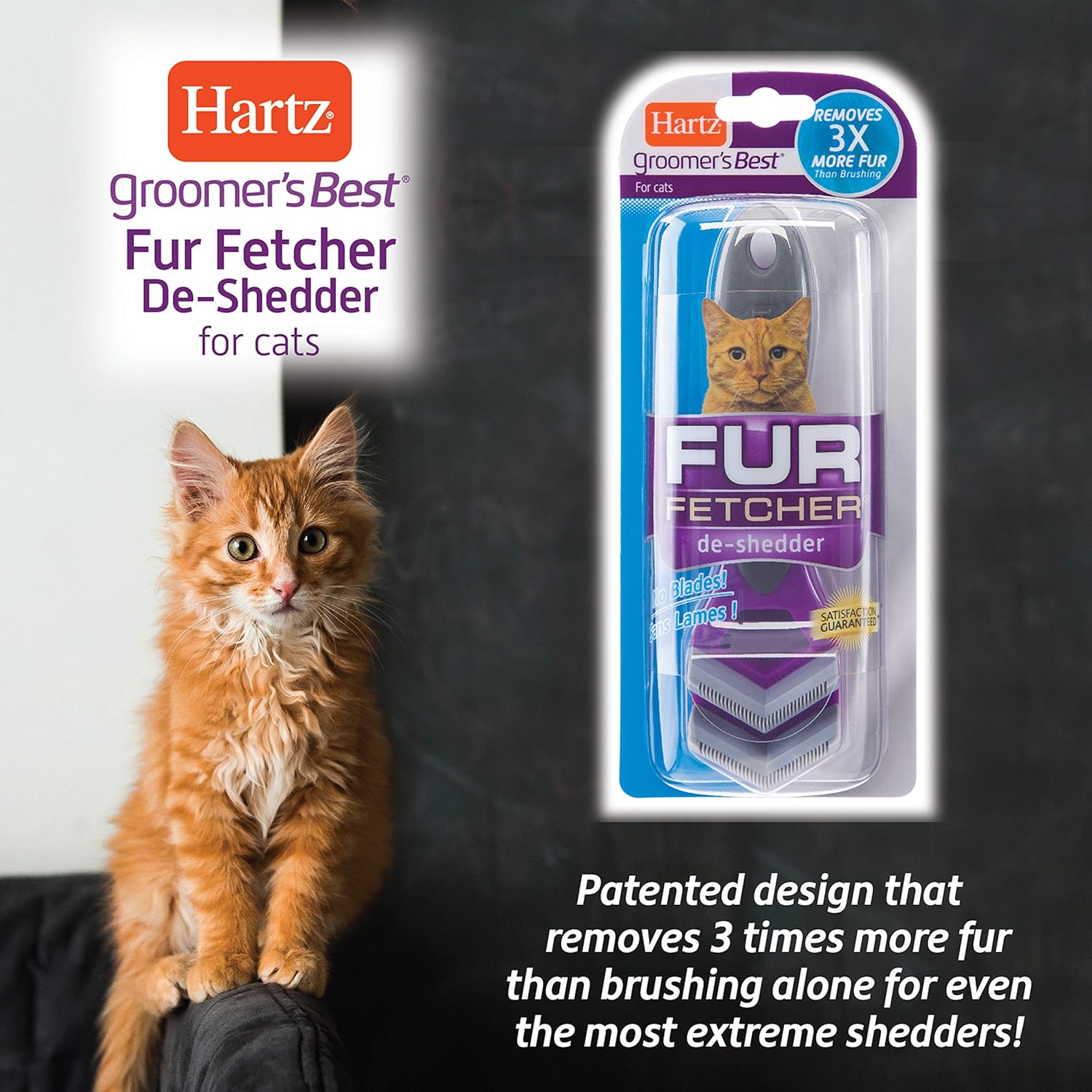 Hartz Groomer's Best Fur Fetcher De-Shedder Cat Brush : Pet Supplies