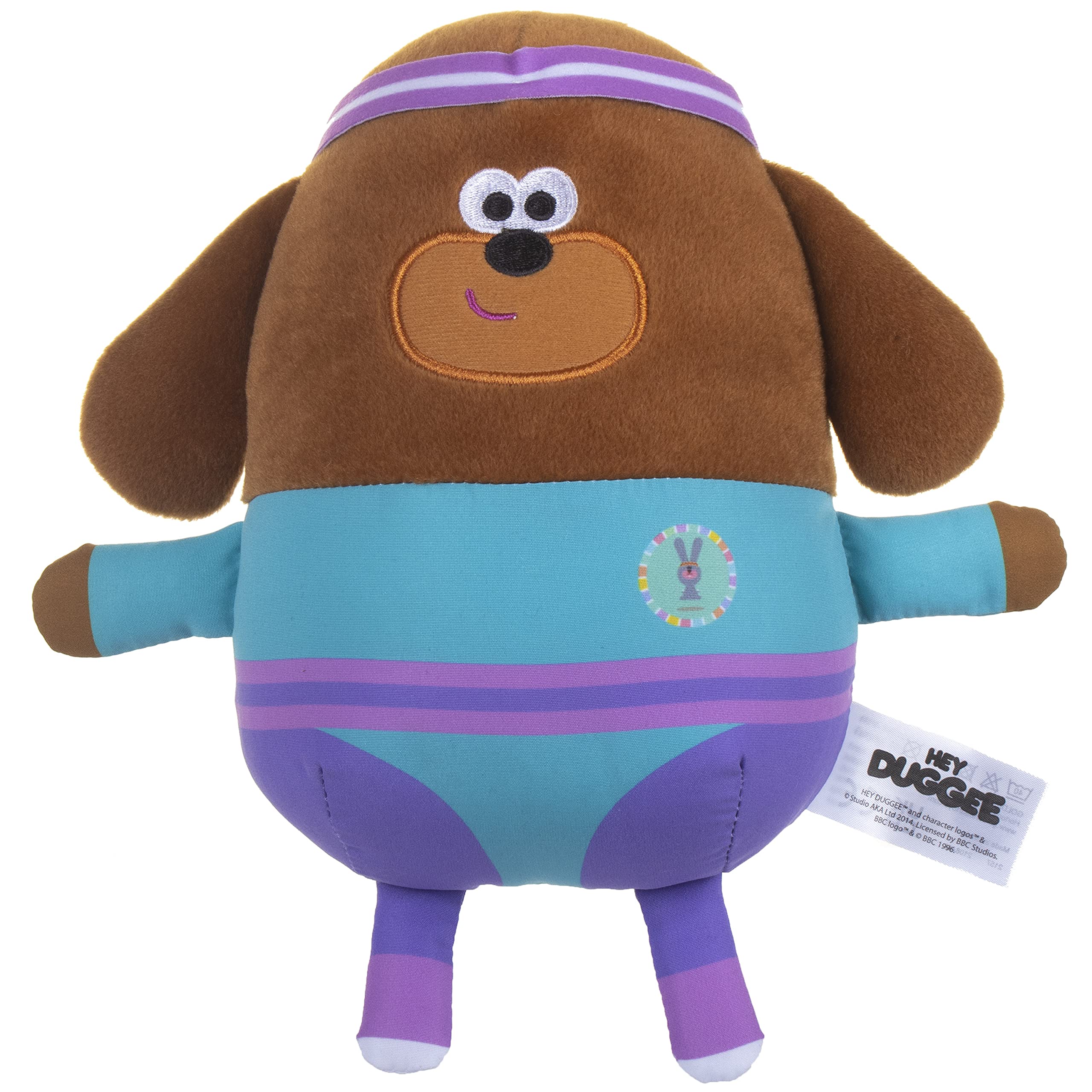 Hey Duggee Teddy Bear. Huggable Duggee in his Exercise Outfit. Hey Duggee Toy that is super Soft & Cuddly. 17cm.