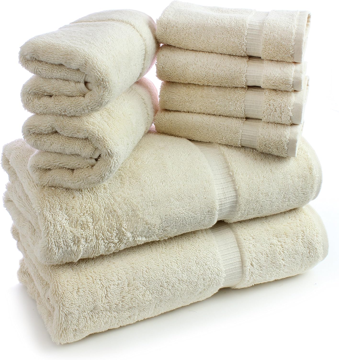 Towel Bazaar Luxury Hotel and Spa Quality Dobby Border 100% Turkish Cotton Eco-Friendly and Highly Absorbent Towel Set (Set of 8, Cranberry): Home & Kitchen