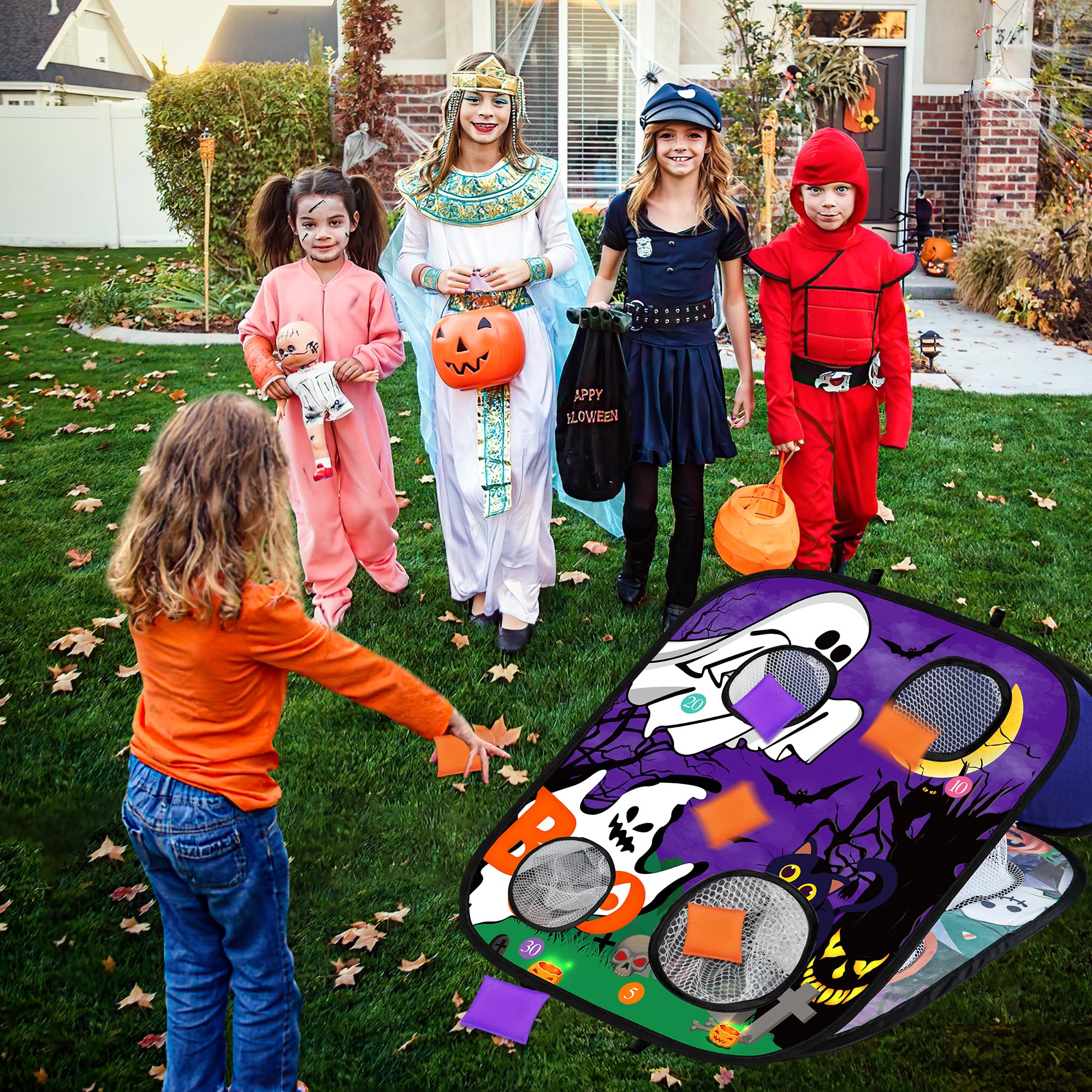 Halloween Games for Kids Party, Ghost Pumpkin Bean Bag Toss Games Halloween Party Games Favors Carnival Games for Adults Kids School Classroom Fall Festival Games Outdoor Indoor Trunk or Treat Gifts