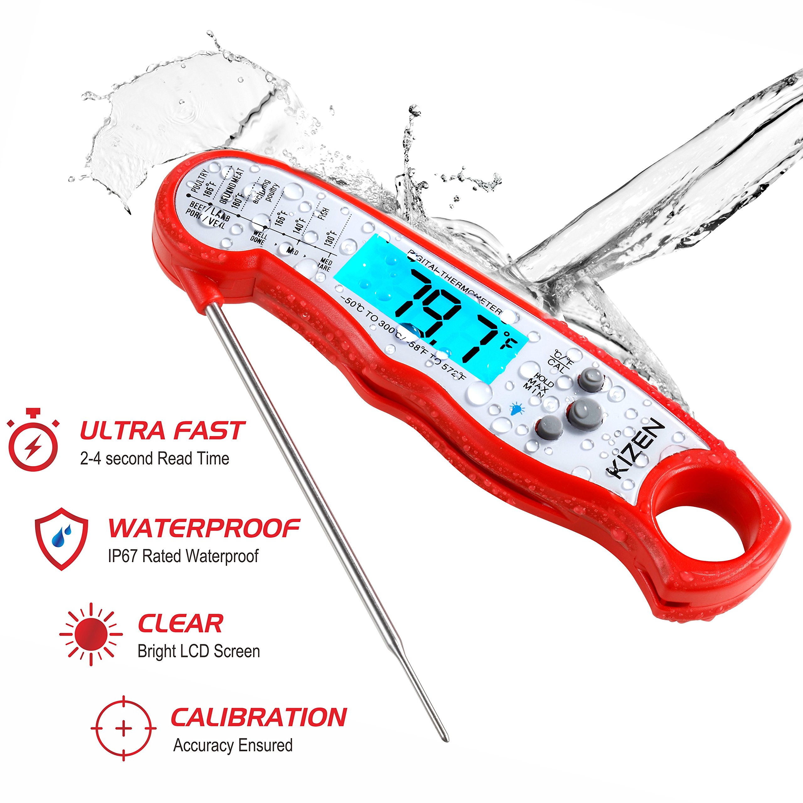 Digital Meat Thermometer Top Waterproof Instant Read Thermometer with 655676646559 eBay