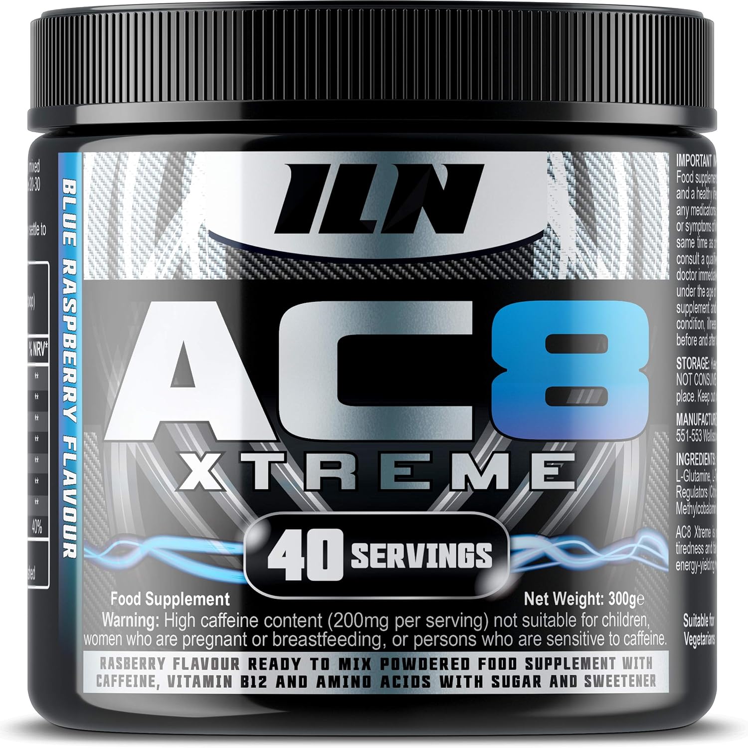 Iron Labs Nutrition, AC8 Xtreme (Blue Raspberry) 300 grams Pre