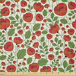 Ambesonne Poppy Flower Fabric by The Yard, Abstract