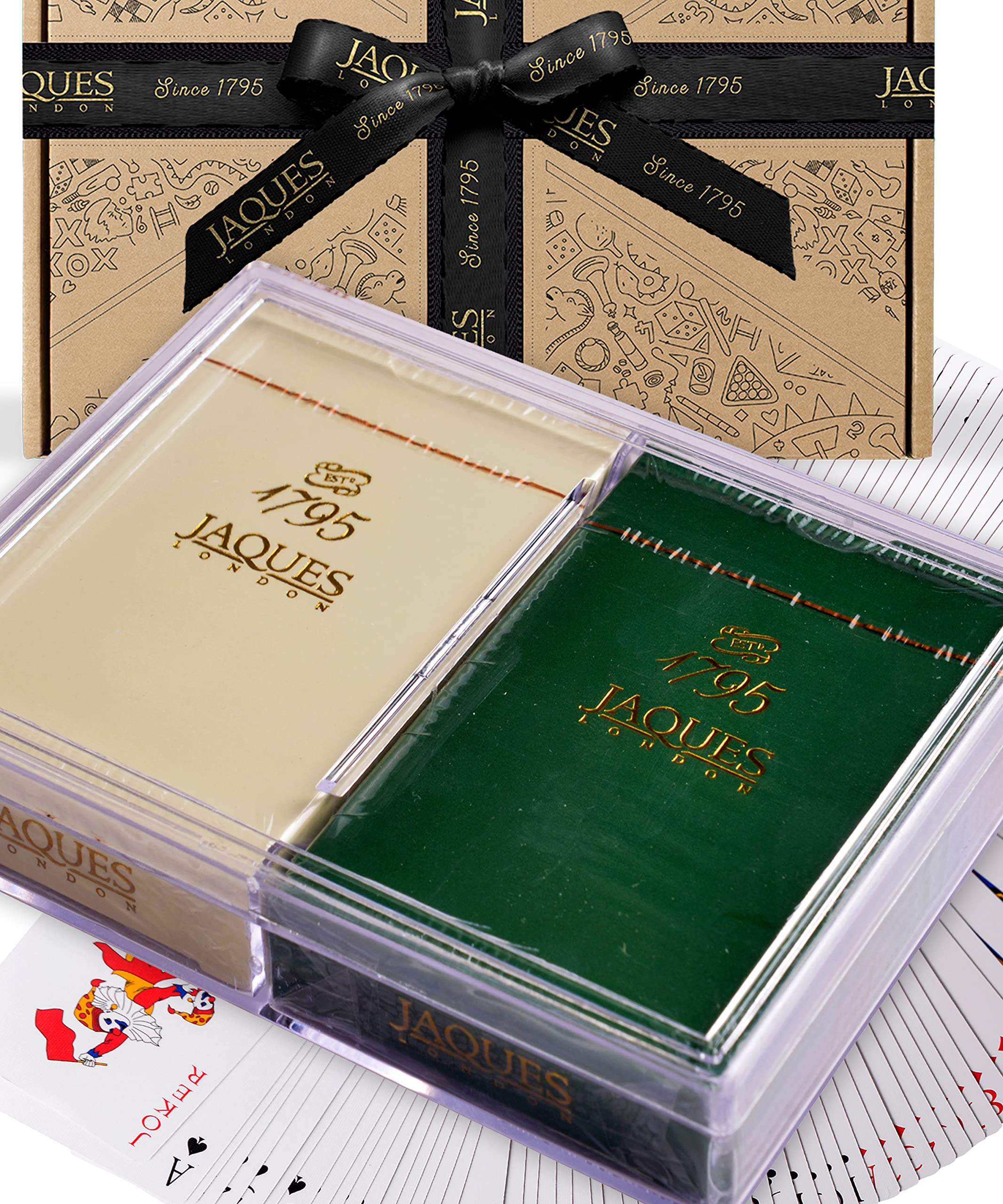 Jaques of London No. 1 Premium Playing Cards | Twin Pack of Cards Multipack | Plastic Cards with Case | Since 1795