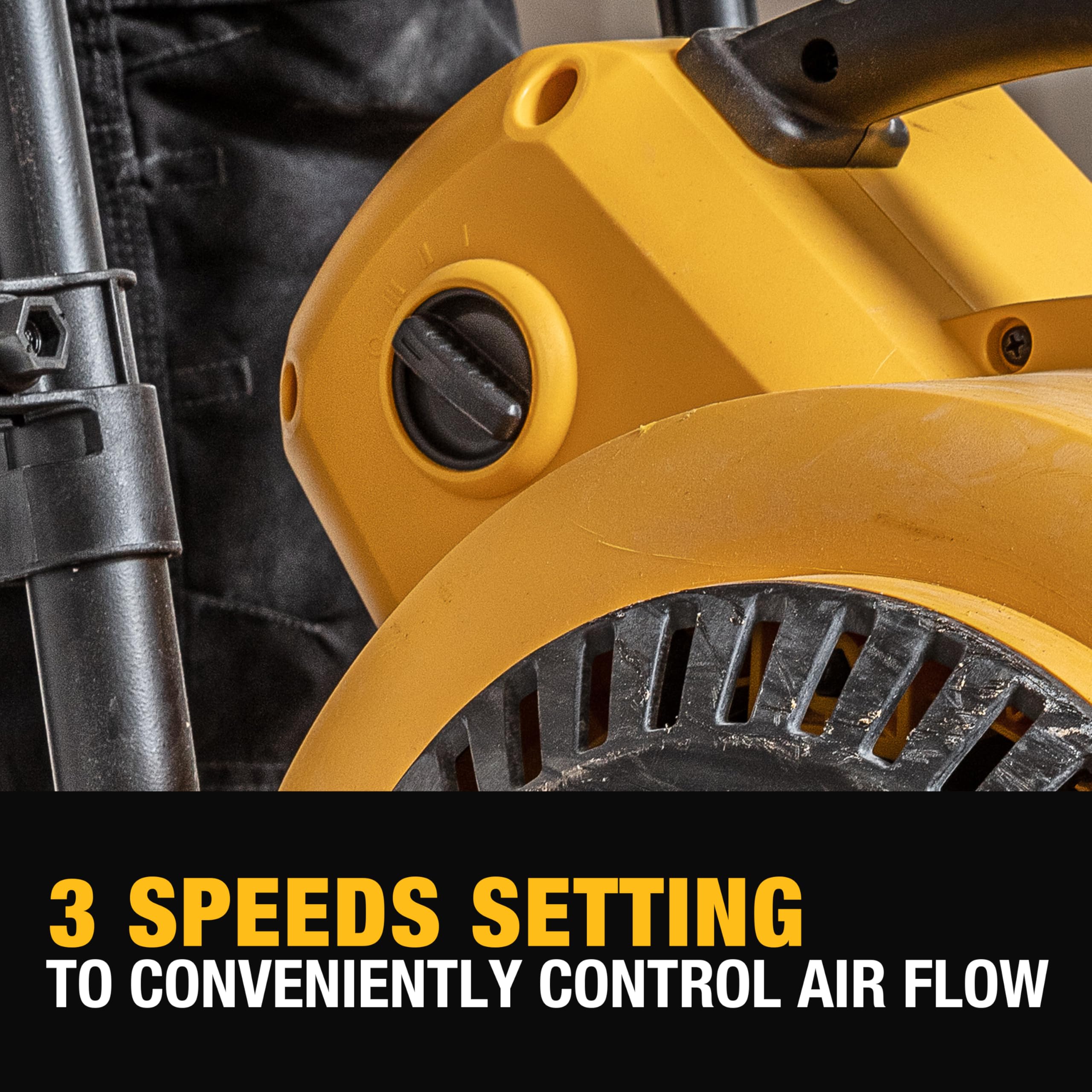 DEWALT 3/4 HP Air Mover, 3 Speed MAX 1800 CFM Floor Fan, Portable Utility Blower Fan, DXAM-2818 Yellow