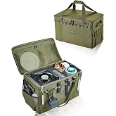 UPWOIGH 40L Heavy Duty Camping Storage Bag with Dividers, Olive Green | 600D Oxford Fabric, Waterproof Bottom, 2 Adjustable Dividers, Collapsible Design, Multiple Pockets for Camping Gear