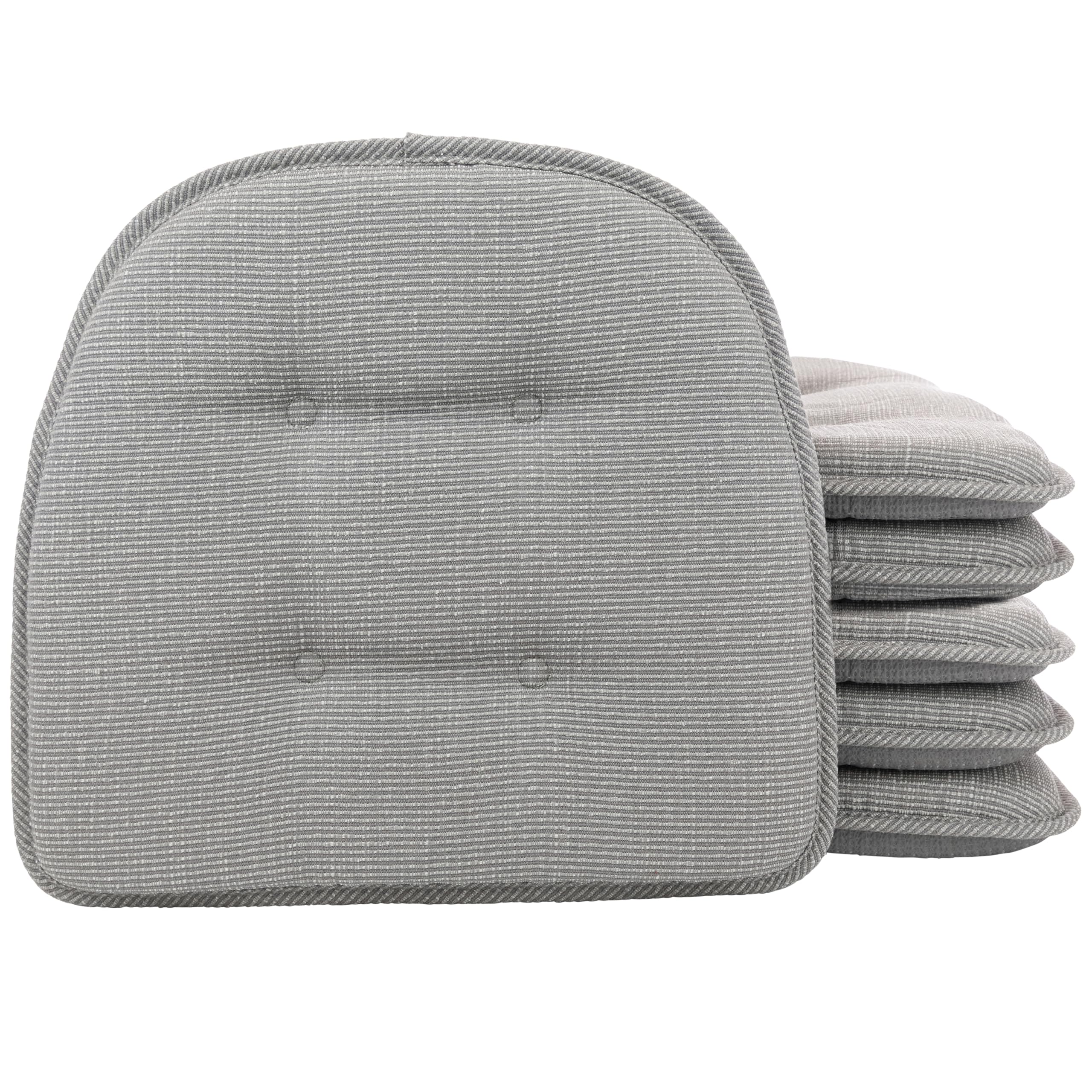 Photo 1 of **ONLY FOUR ARE COMING**   Klear Vu Omega Non-Slip Chair Cushions, Assembled in USA, U-Shaped Skid-Proof Seat Pads for Dining, Kitchen, Office, 15"x16", 6 Pack, Slub Gray