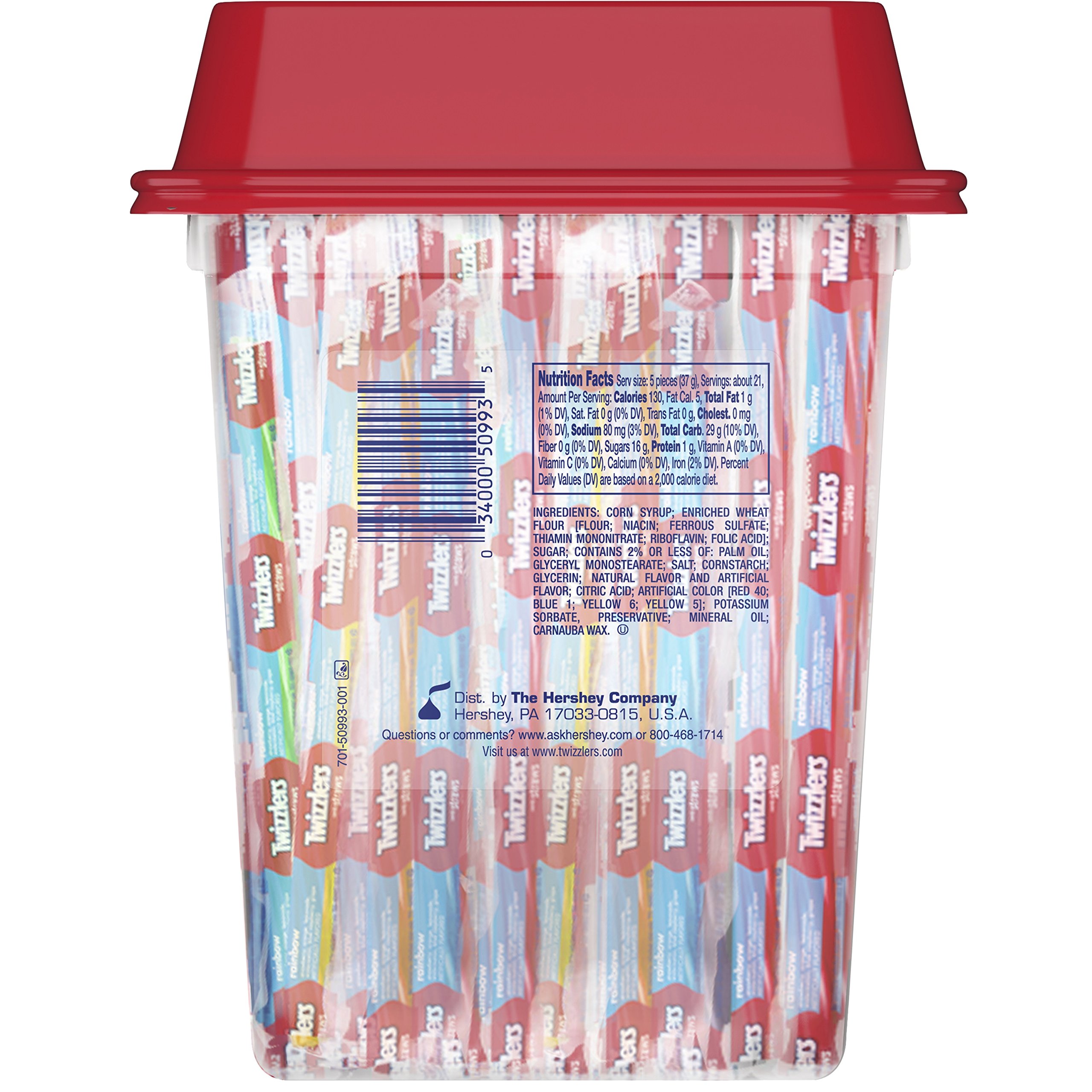 TWIZZLERS Rainbow Candy Straws, 105 Count, 27.5 Ounce