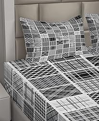 Ambesonne Grey Sheet Set, Mixed Checkered Squared