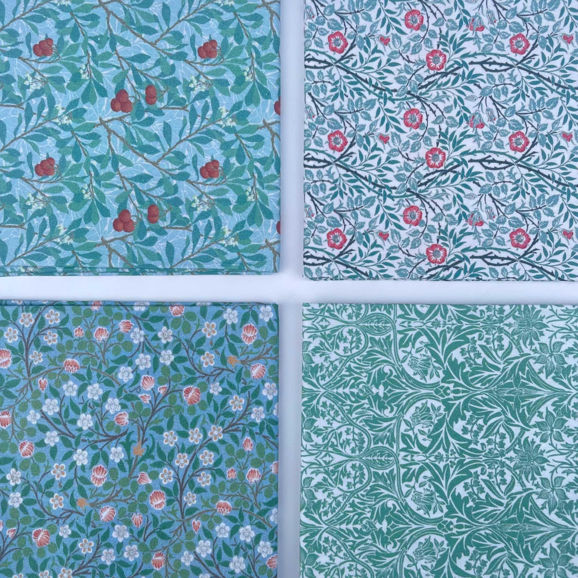 William Morris 100% Cotton Percale 4 Pack Designer Fat Quarter Bundle FQ Fabric Packs Quilting Patchwork Craft Sewing Material | 19" x 20" (50cm x 52cm) (Bundle 4)