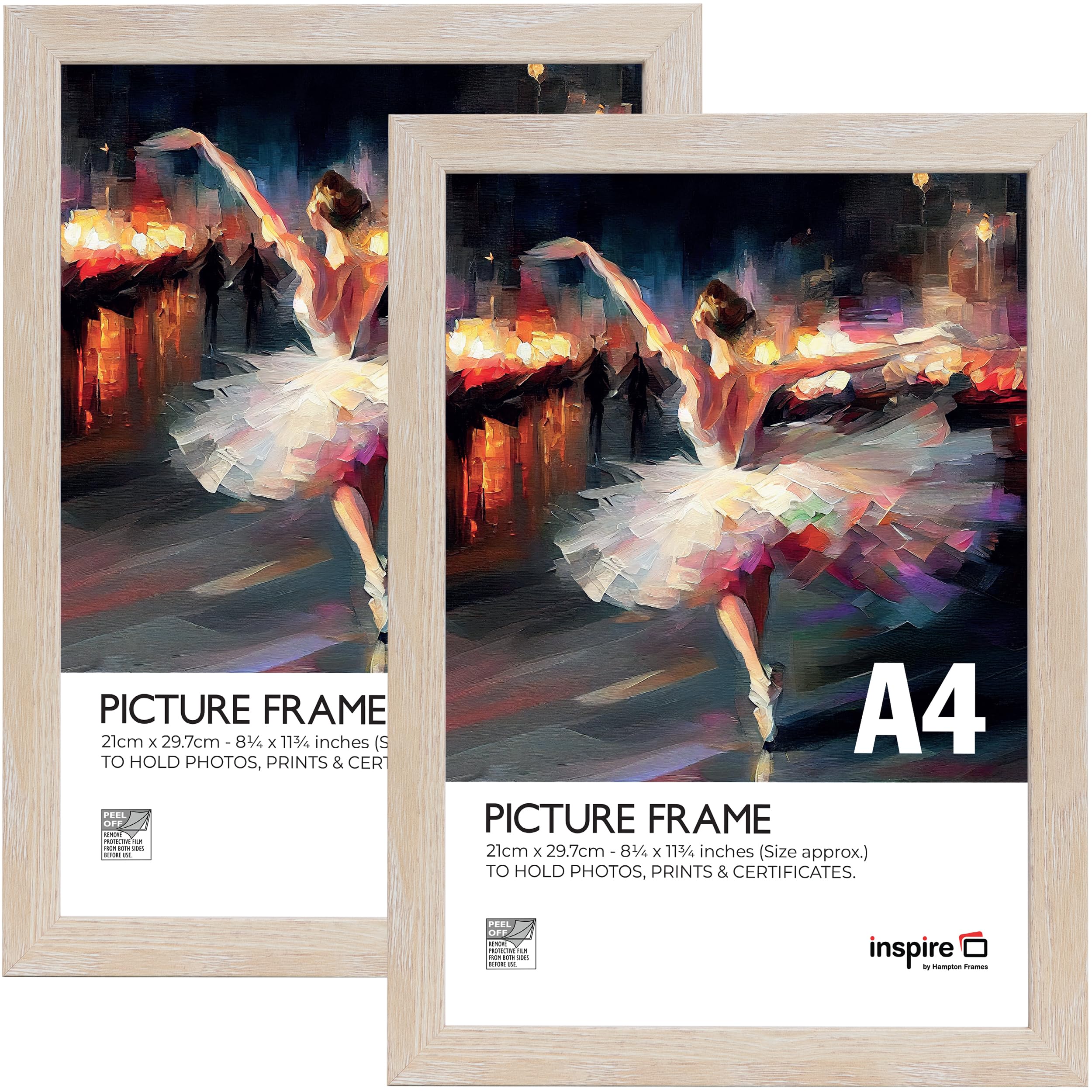 Inspire By Hampton WELFORD A4 (21x30cm) Natural Poster Frame Acrylic (Non-Glass) Front Pack of 2