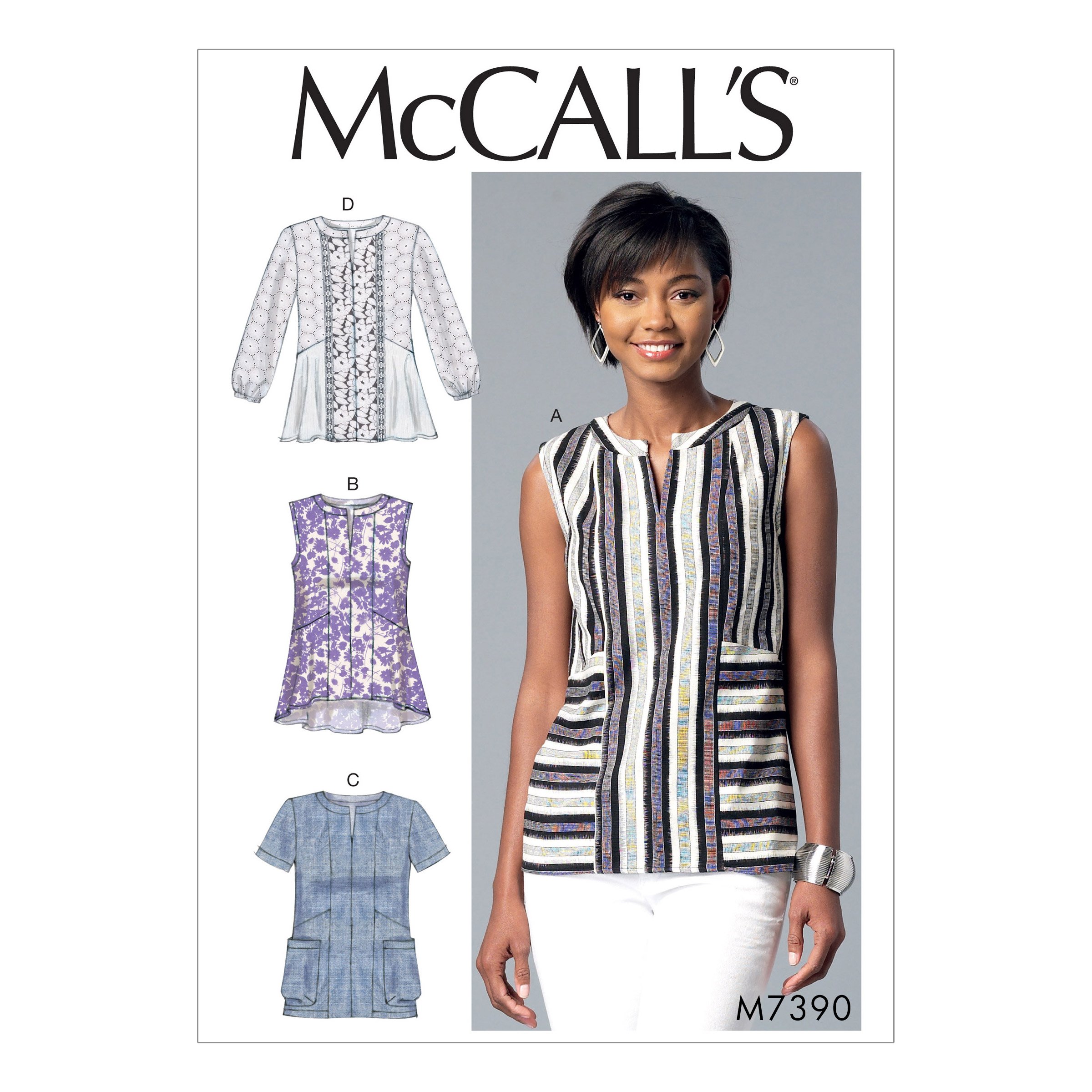 Mccall's Patterns 7390 E5/Misses Tops, Sizes 14-22