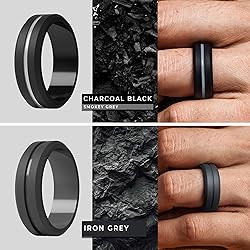 ThunderFit Silicone Wedding Rings for Men, Brushed