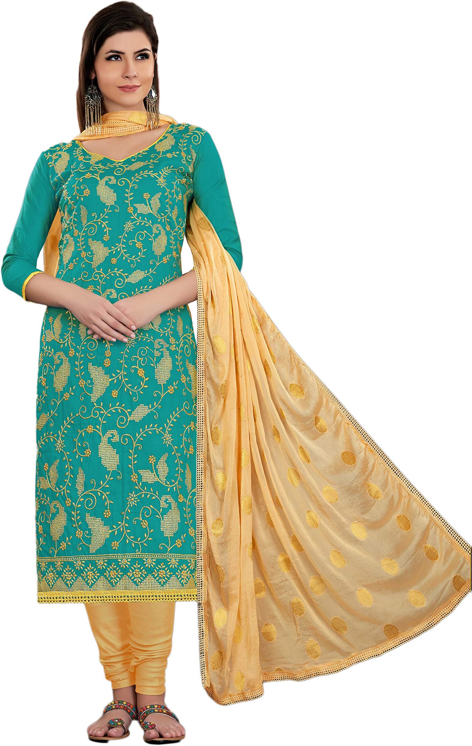 Indian Pakistani Designer Ethnic Chanderi Anarkali Salwar Kameez Un-Sttiched A1728 Maroon