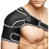 BraceUP Shoulder Brace with Ice Pack Pocket &ndash; Left or Right Support | Rotator Cuff; Tendinitis; Bursitis; AC Joint; Labrum; Compression Wrap; Shoulder Stabilizer; Men; Women; One Size