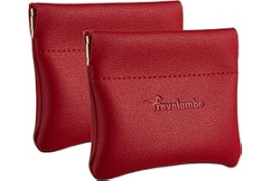 Travelambo Leather Squeeze Coin Purse Pouch Change Holder For Men & Women 2 pcs set