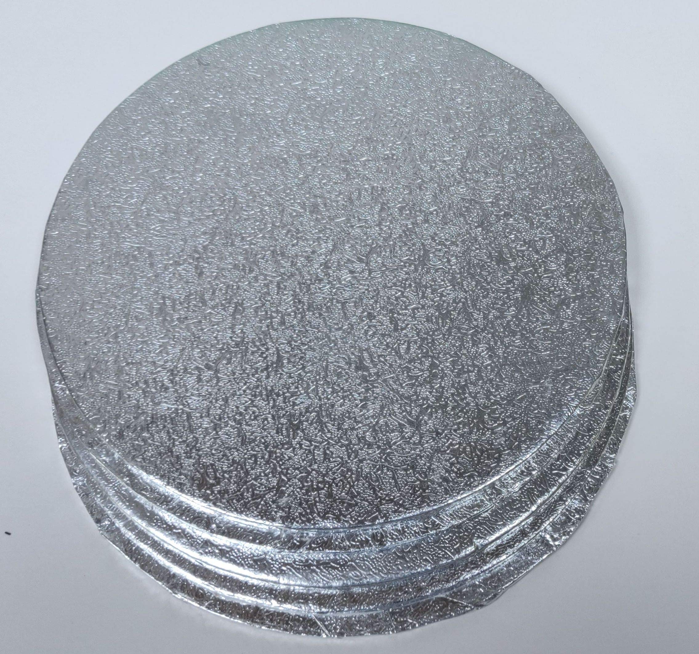 Art of Cake, Round Turned Edge Cake Cards/Double Thick 6in Round Cake Board Silver Fern Covering (3mm Thick) 6 in/ 150mm (Pack of 5