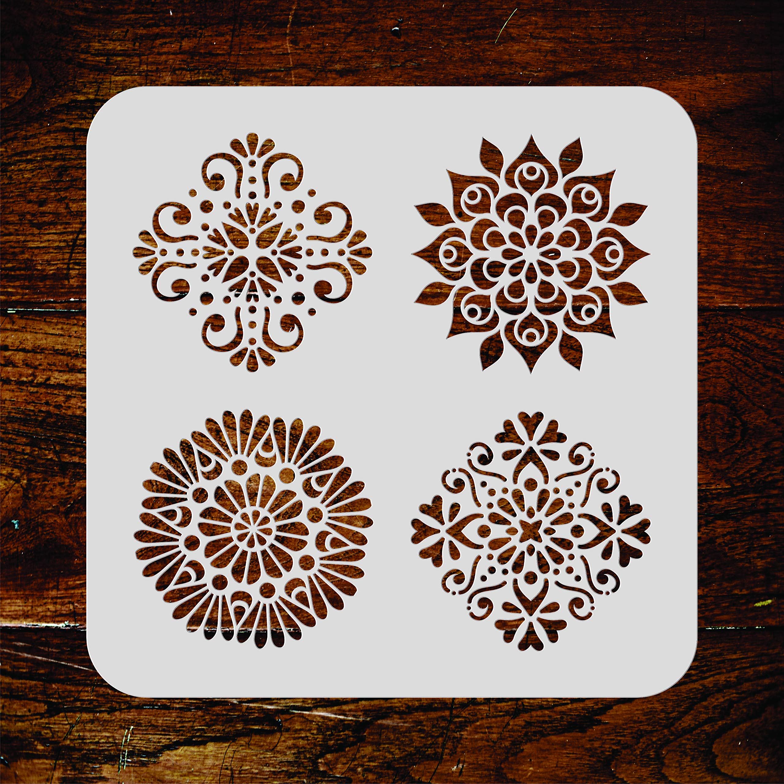 3" Mini Mandalas Stencil - 16.5 x 16.5 cm (S) - Reusable Small Accent Mandalas Wall Stencil Template