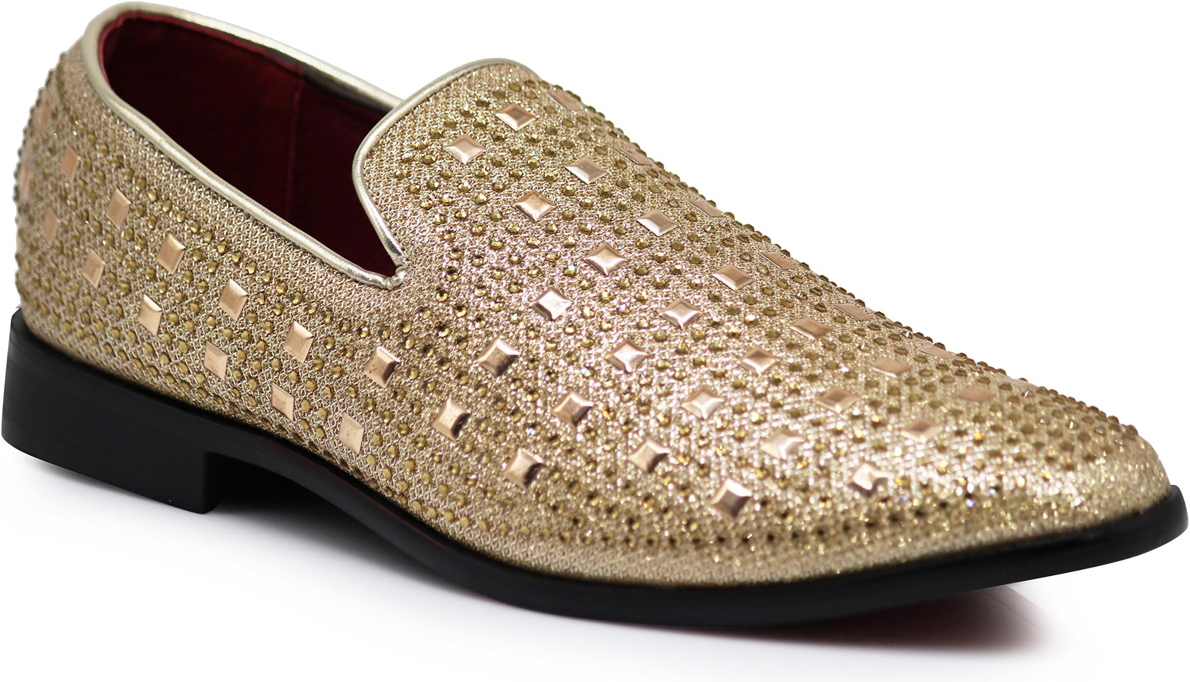 SPK11 Men's Vintage Fashion Rhinestone Designer Dress Loafers Slip On Shoes Classic Tuxedo Dress Shoes