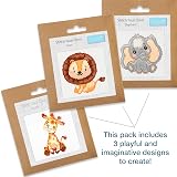 Trimits 3PK Cross Stitch Kits for Beginners Giraffe Elephant Lion 13x13cm view 2