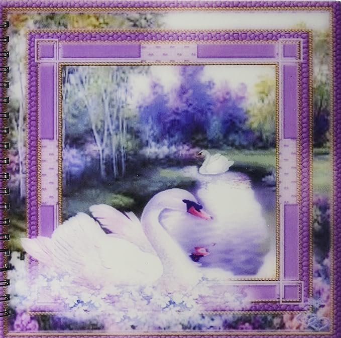 Amazon Co Jp 3drose Db 1284 2 美しい白鳥 湖と紫 装飾パターンフレーム 自然美の思い出ブック 30 48x30 48cm ホーム キッチン