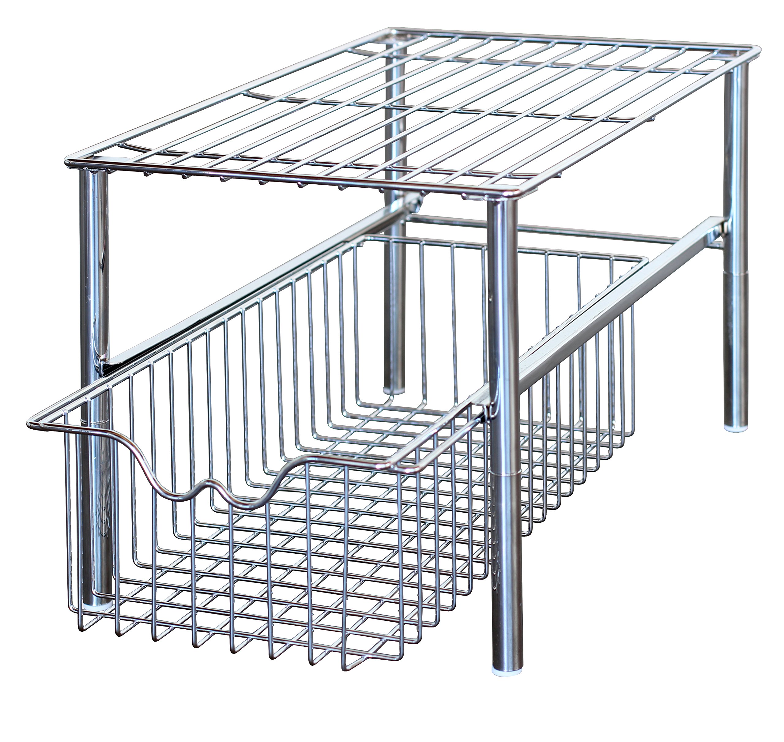 Decobros Stackable Under Sink Cabinet Sliding Basket Organizer