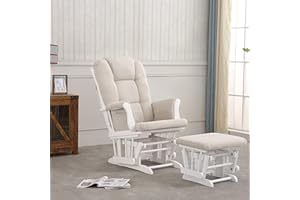 REJOICE HOME Castaway Glider with Ottoman, White/Beige
