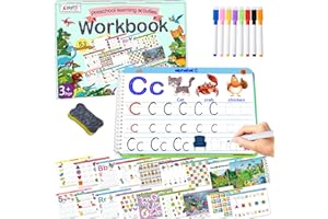 ALIANFLY Montessori Preschool Learning Tracing Workbook - Toddler Handwriting Practice Letter and Numbers Busy Activity Book Dry Erase, Autism Materials Prek Educational Learning Toy for Kids Age 3 4 5