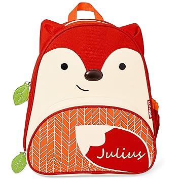 Skip Hop Kinderrucksack mit Namen | Motiv Fuchs in rot & orange | für Jungen & für Mädchen | Kindergarten-Rucksack mit Tieren
