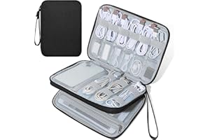 SELLYFELLY Electronics Travel Organizer, Double Layer Cable Organizer Bag Electronics Accessories Storage Bag for Cord, Charger, Phone, Power Bank, Hard Drive