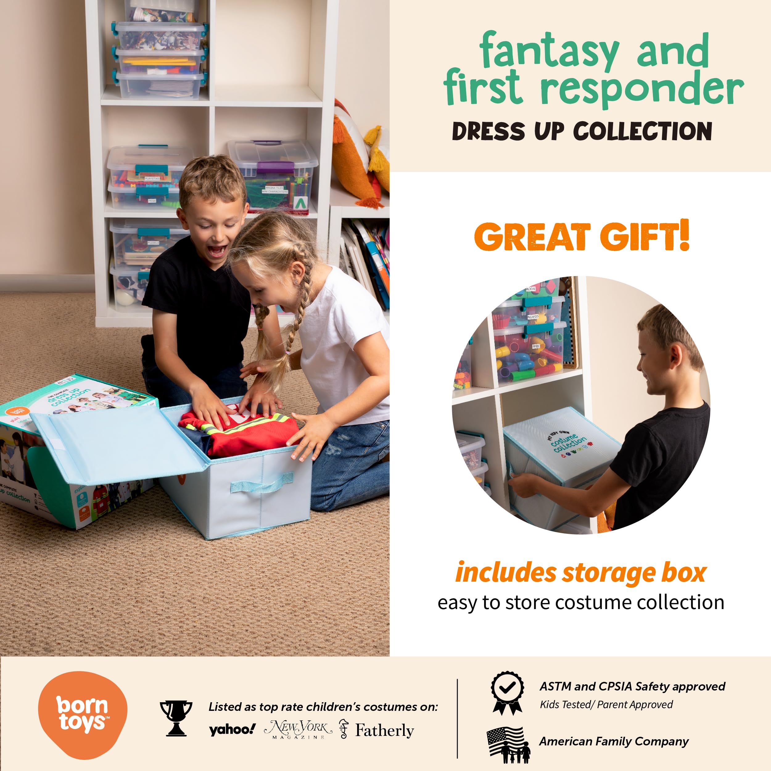 Born Toys Toddler Dress Up Clothes for Little Girls & Boys Ages 3-7, Pretend Play Toys